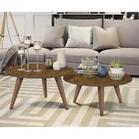 Conjunto Mesa De Centro E Mesa De Apoio Grazi - Pés De Madeira Madeirado - J3 Móveis - 1