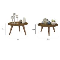 Conjunto Mesa De Centro E Mesa De Apoio Grazi - Pés De Madeira Madeirado - J3 Móveis - 2