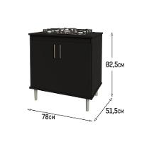 Kit Bancada Ilha Para Cozinha + Balcão Para Cooktop 0,80m 5 Bocas 2 Portas Turim Preto Preto - 6