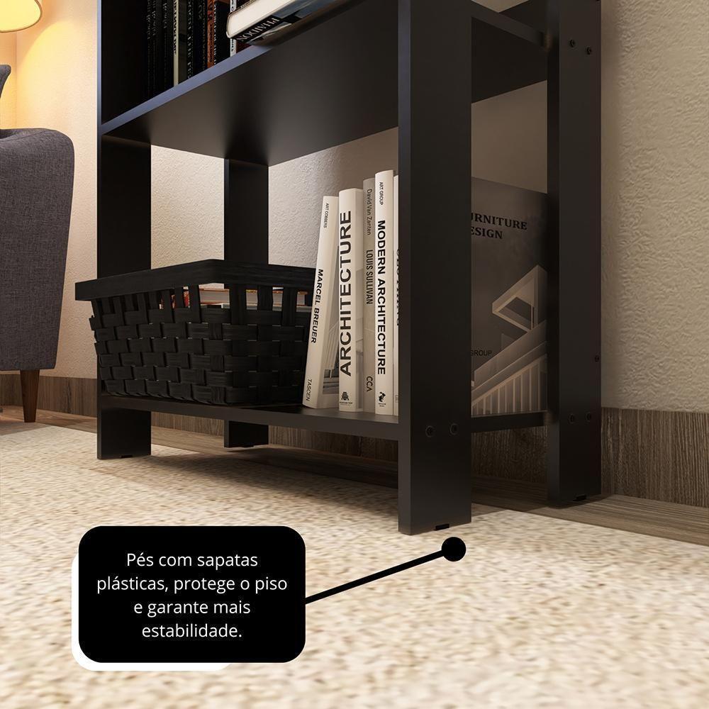 Estante Livreiro Multiuso Organizador De Livros Com 5 Prateleiras Preto Preto - 6