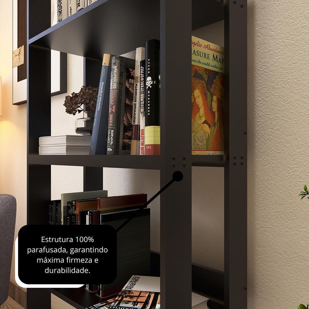 Estante Livreiro Multiuso Organizador De Livros Com 5 Prateleiras Preto Preto - 7