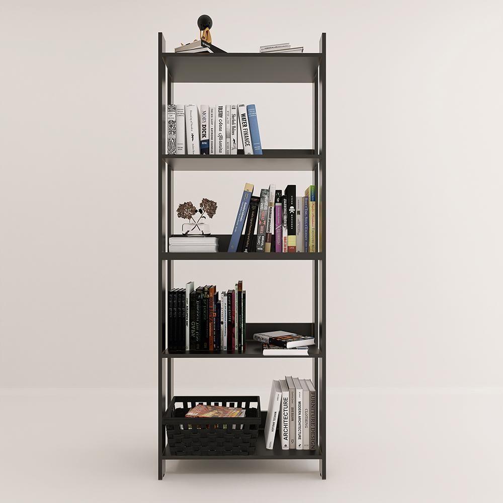 Estante Livreiro Multiuso Organizador De Livros Com 5 Prateleiras Preto Preto - 9