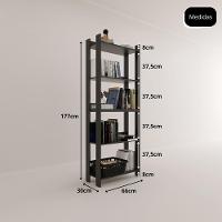 Estante Livreiro Multiuso Organizador De Livros Com 5 Prateleiras Preto Preto - 5