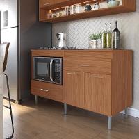 Balcão Para Cooktop 1,40m 5 Bocas 1 Nicho Com 2 Portas E 2 Gavetas Turim Nature Lojas Movelove - 1