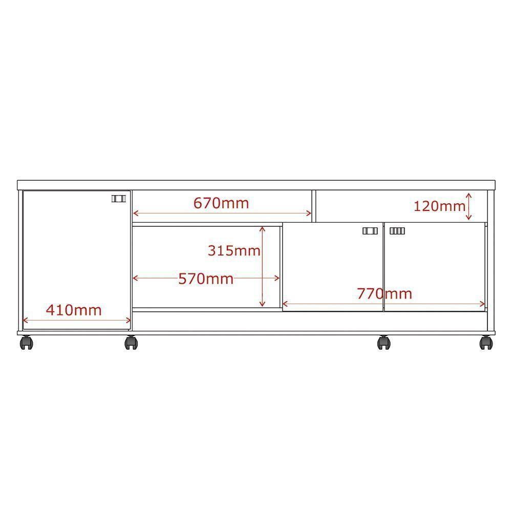 Rack Bancada Dallas - Mdp 3 Portas E Rodízios Canela-off White - Lukaliam Móveis - 3