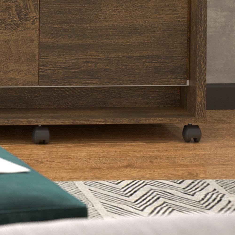 Rack Bancada Dallas - Mdp 3 Portas E Rodízios Canela-off White - Lukaliam Móveis - 5