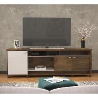 Rack Bancada Dallas - Mdp 3 Portas E Rodízios Canela-off White - Lukaliam Móveis - 1