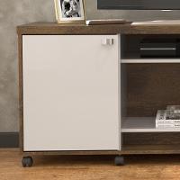 Rack Bancada Dallas - Mdp 3 Portas E Rodízios Canela-off White - Lukaliam Móveis - 6