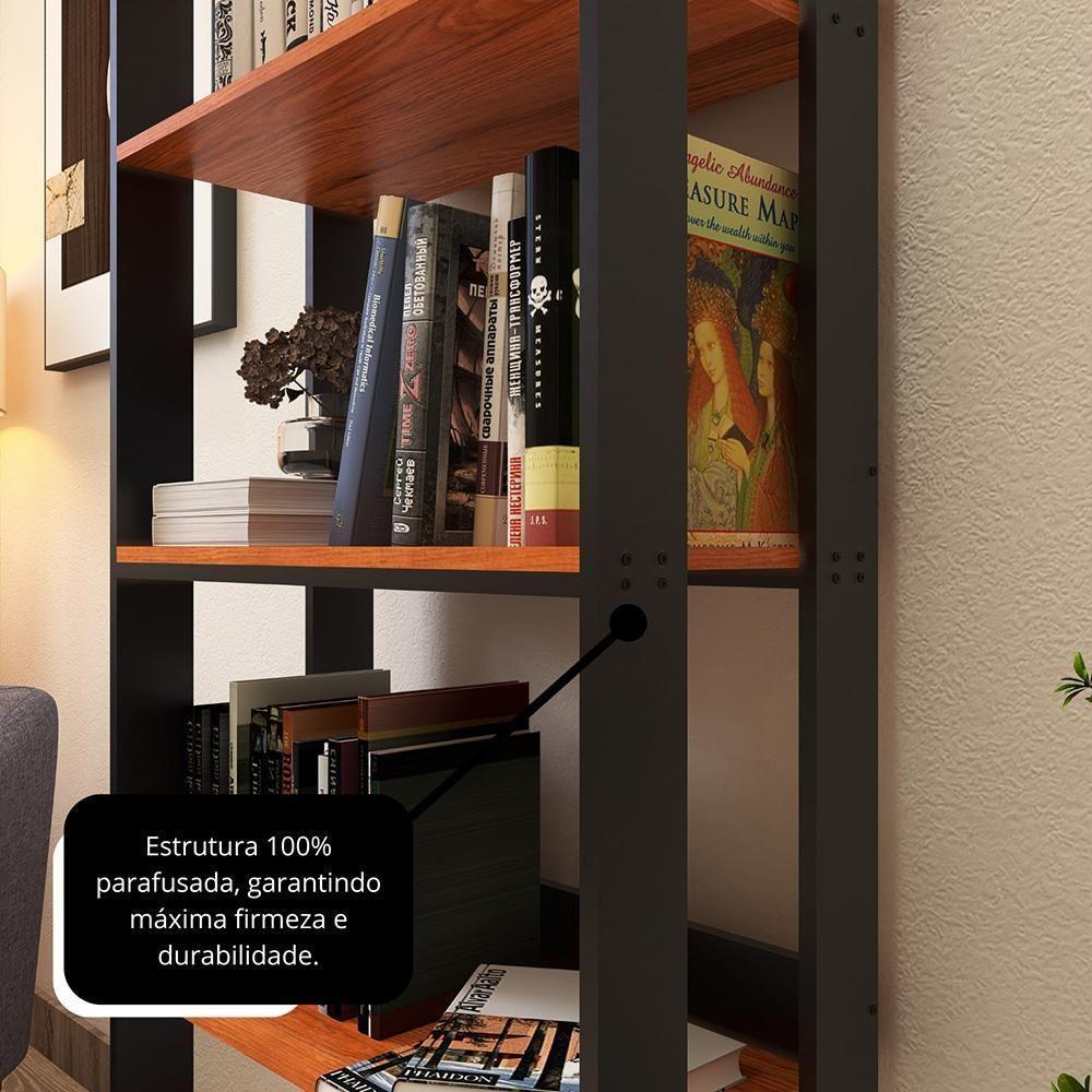Estante Livreiro Multiuso Organizador De Livros Com 5 Prateleiras Preto-nature Preto-nature - 7