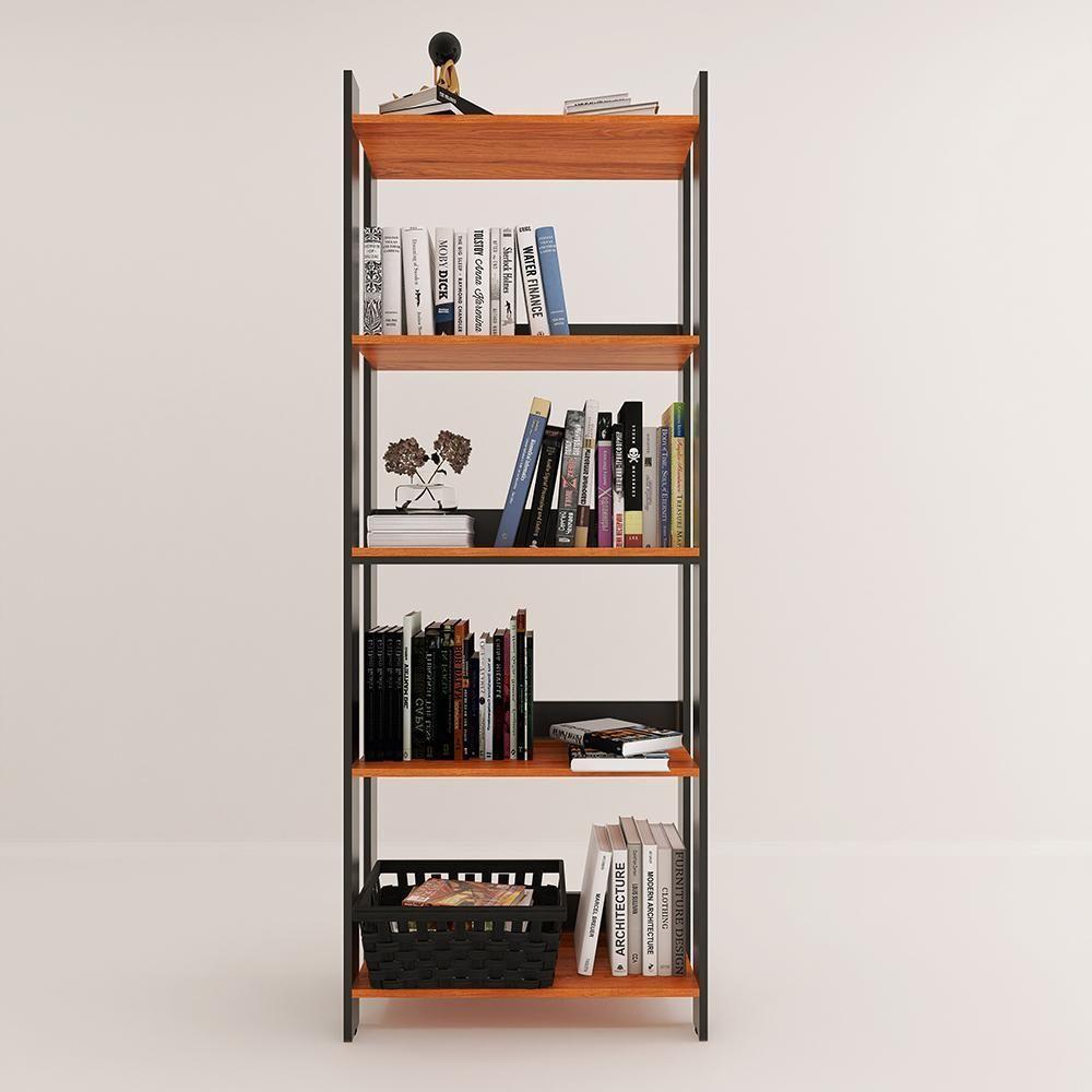 Estante Livreiro Multiuso Organizador De Livros Com 5 Prateleiras Preto-nature Preto-nature - 9