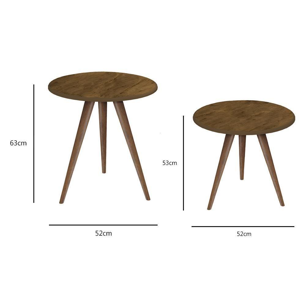 Kit Mesa Isa Lateral E Canto De Sofá - Mdf 15mm Retrô Freijó - J3 Móveis - 2