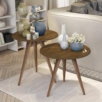 Kit Mesa Isa Lateral E Canto De Sofá - Mdf 15mm Retrô Freijó - J3 Móveis - 1