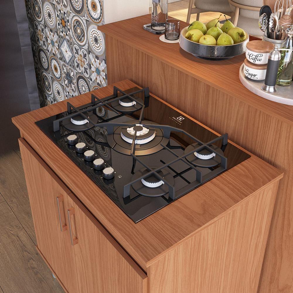 Kit Bancada Ilha Para Cozinha + Balcão Para Cooktop 0,80m 5 Bocas 2 Portas Turim Nature Nature - 5