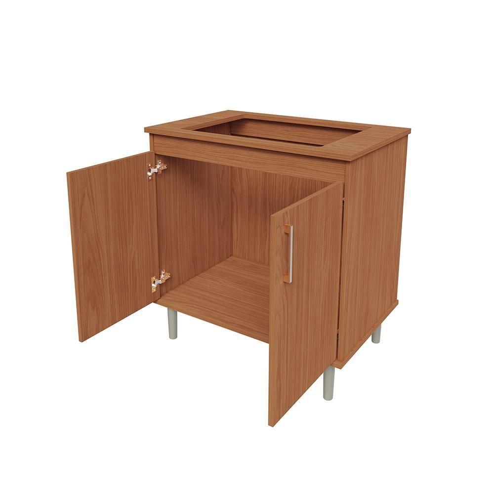 Kit Bancada Ilha Para Cozinha + Balcão Para Cooktop 0,80m 5 Bocas 2 Portas Turim Nature Nature - 7