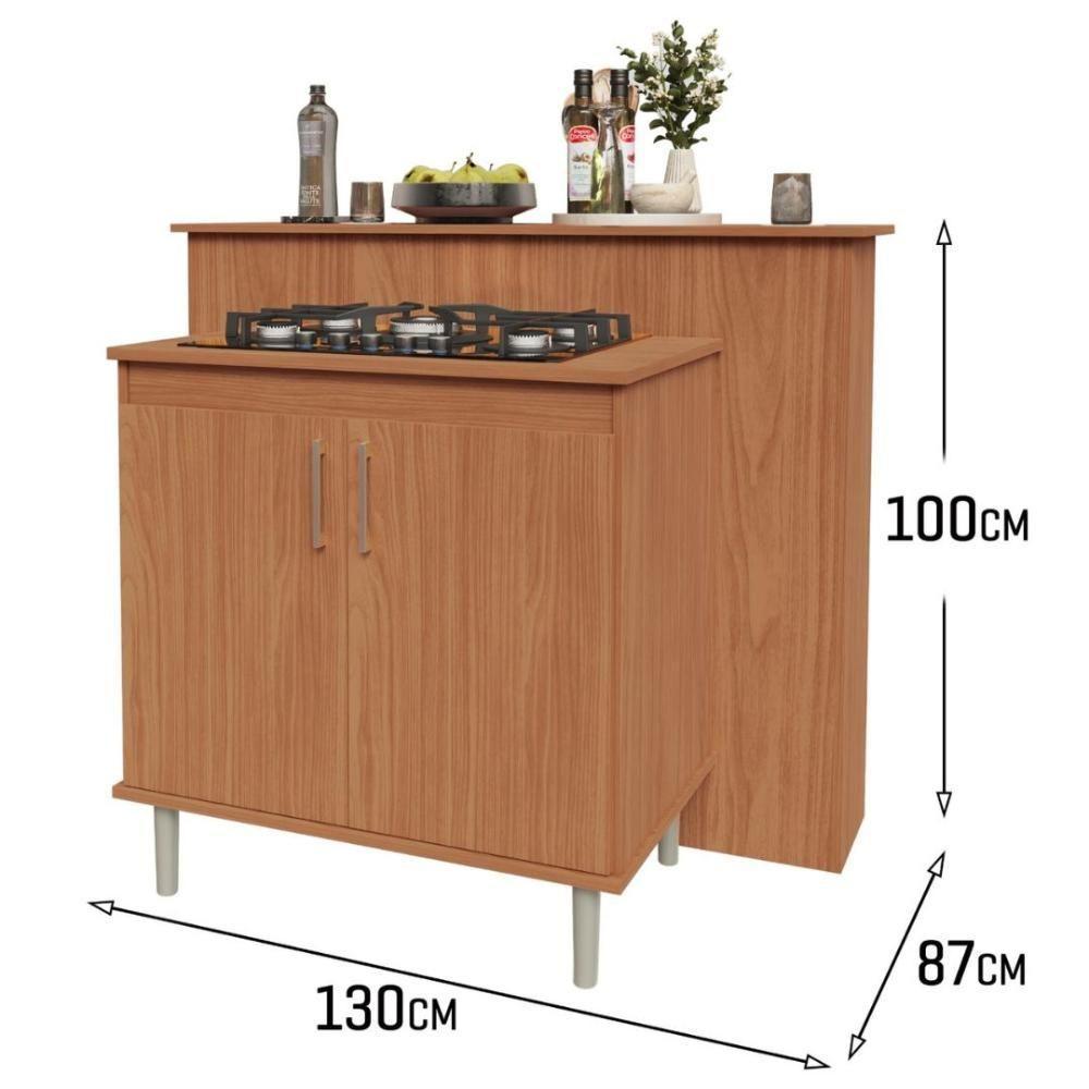 Kit Bancada Ilha Para Cozinha + Balcão Para Cooktop 0,80m 5 Bocas 2 Portas Turim Nature Nature - 8