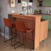 Kit Bancada Ilha Para Cozinha + Balcão Para Cooktop 0,80m 5 Bocas 2 Portas Turim Nature Nature - 6