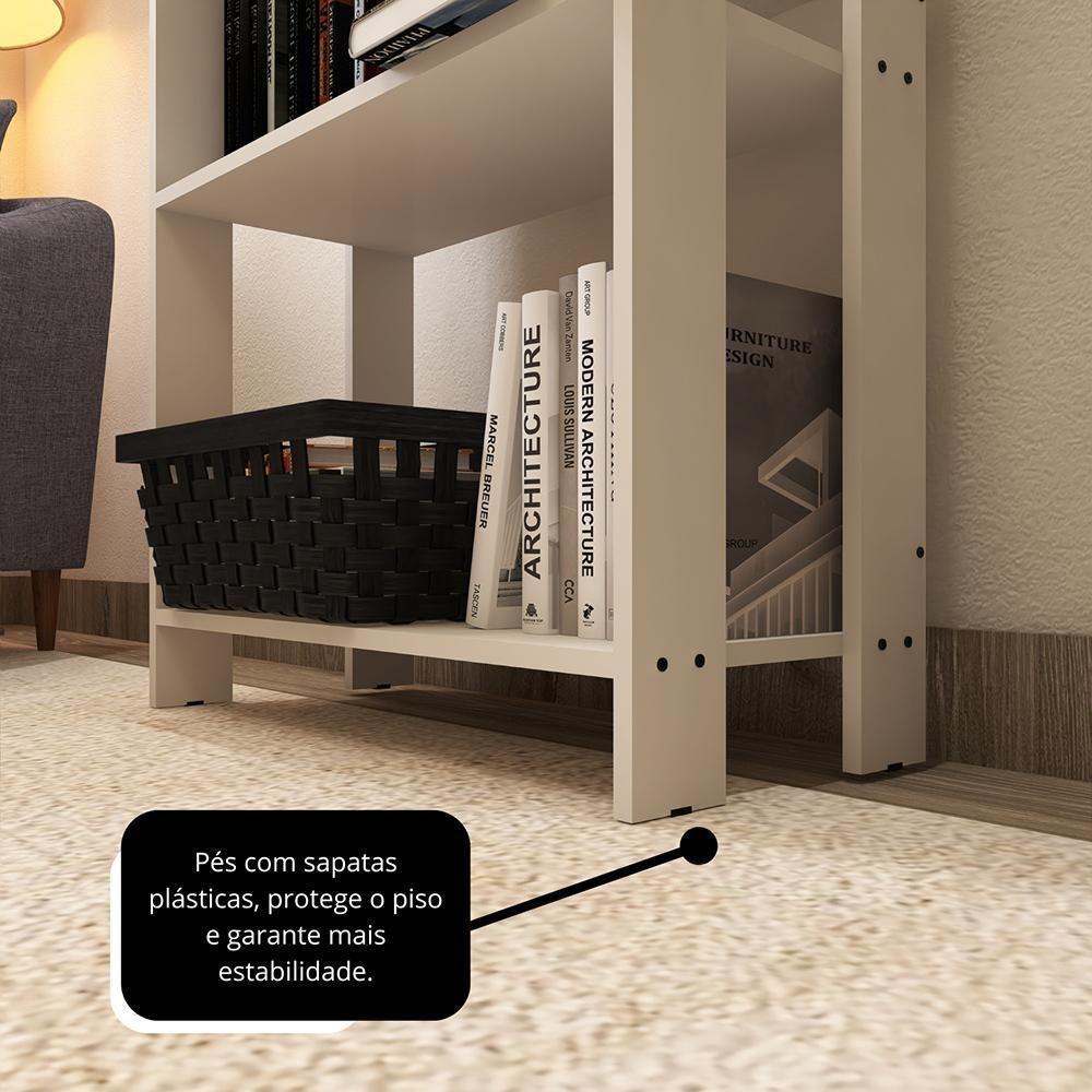 Estante Livreiro Multiuso Organizador De Livros Com 5 Prateleiras Branco Branco - 6