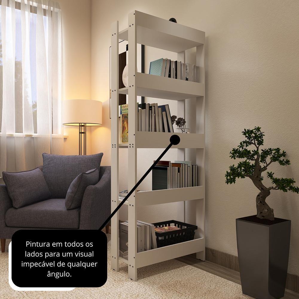 Estante Livreiro Multiuso Organizador De Livros Com 5 Prateleiras Branco Branco - 8