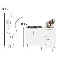 Kit Bancada Ilha Para Cozinha + Balcão Para Cooktop 1,20m 5 Bocas 2 Portas E 3 Gavetas Turim Branco Branco - 4