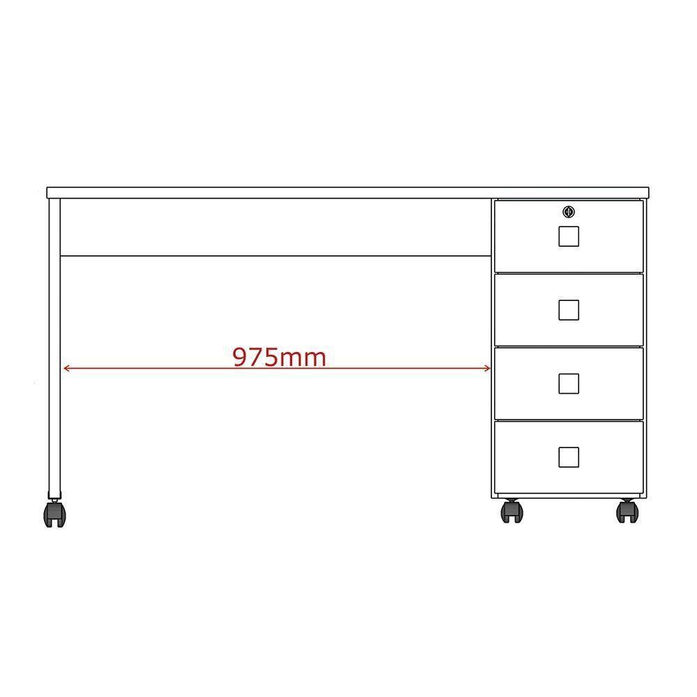 Escrivaninha Para Computador Office Com 4 Gavetas Dubai Branco Brilhante - Lukaliam Moveis - 3