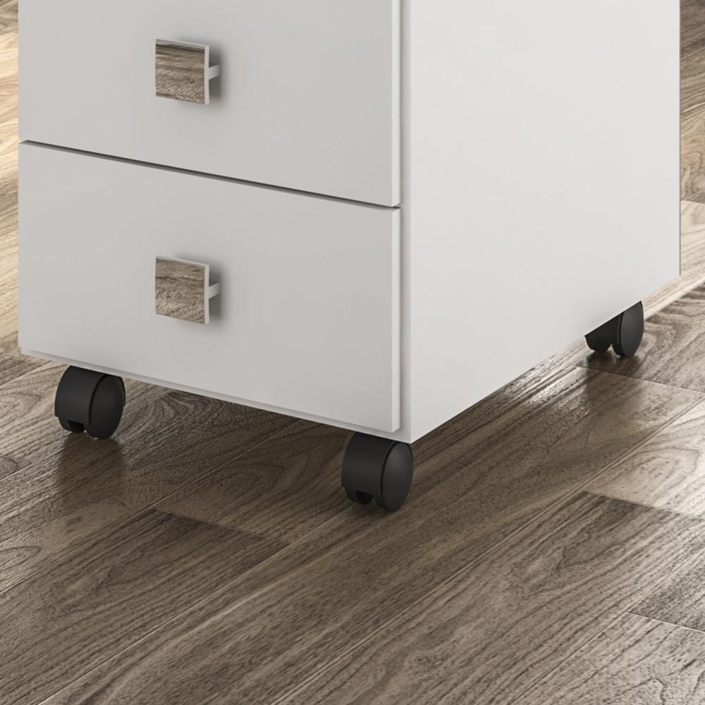 Escrivaninha Para Computador Office Com 4 Gavetas Dubai Branco Brilhante - Lukaliam Moveis - 5