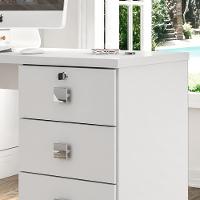 Escrivaninha Para Computador Office Com 4 Gavetas Dubai Branco Brilhante - Lukaliam Moveis - 6