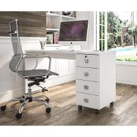 Escrivaninha Para Computador Office Com 4 Gavetas Dubai Branco Brilhante - Lukaliam Moveis - 7