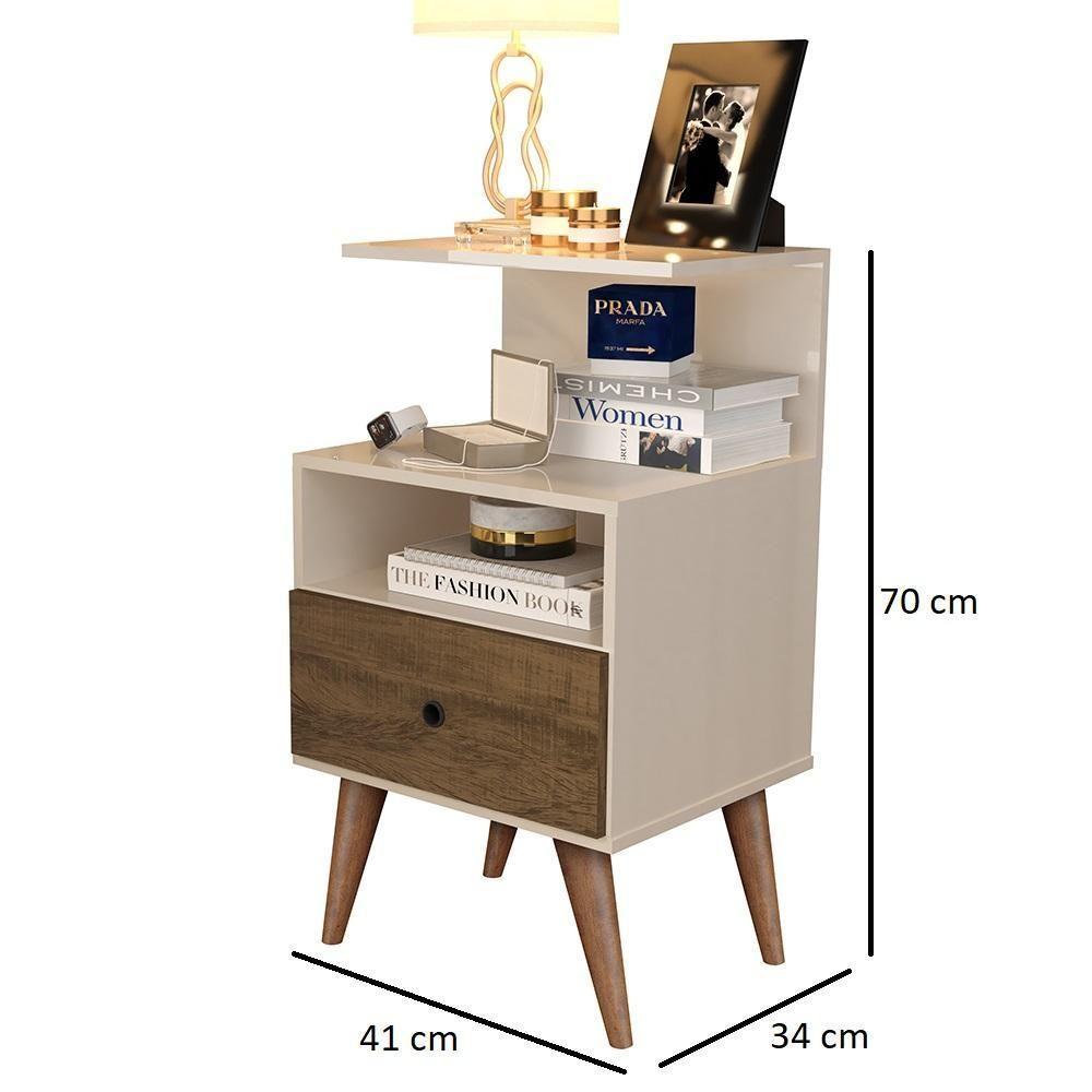 Mesa De Cabeceira Euro - Mdp 1 Gaveta Pintura Uv Freijó - J3 Móveis - 2