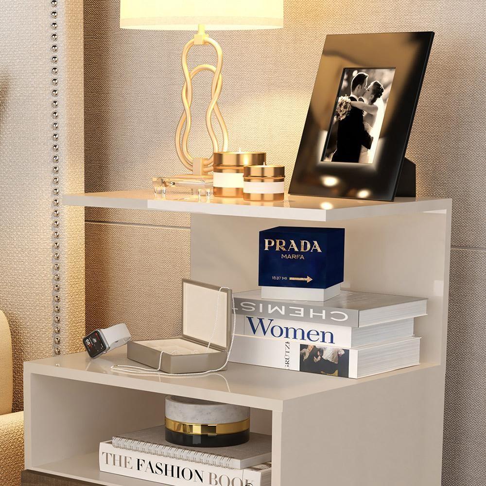 Mesa De Cabeceira Euro - Mdp 1 Gaveta Pintura Uv Freijó - J3 Móveis - 3