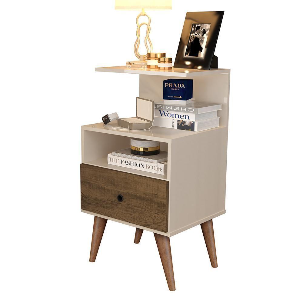 Mesa De Cabeceira Euro - Mdp 1 Gaveta Pintura Uv Freijó - J3 Móveis - 6