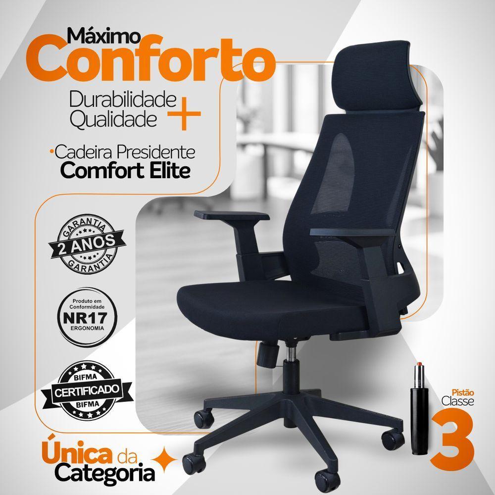 Kit 3 Cadeiras Presidente Oficial Comfort Elite - 4