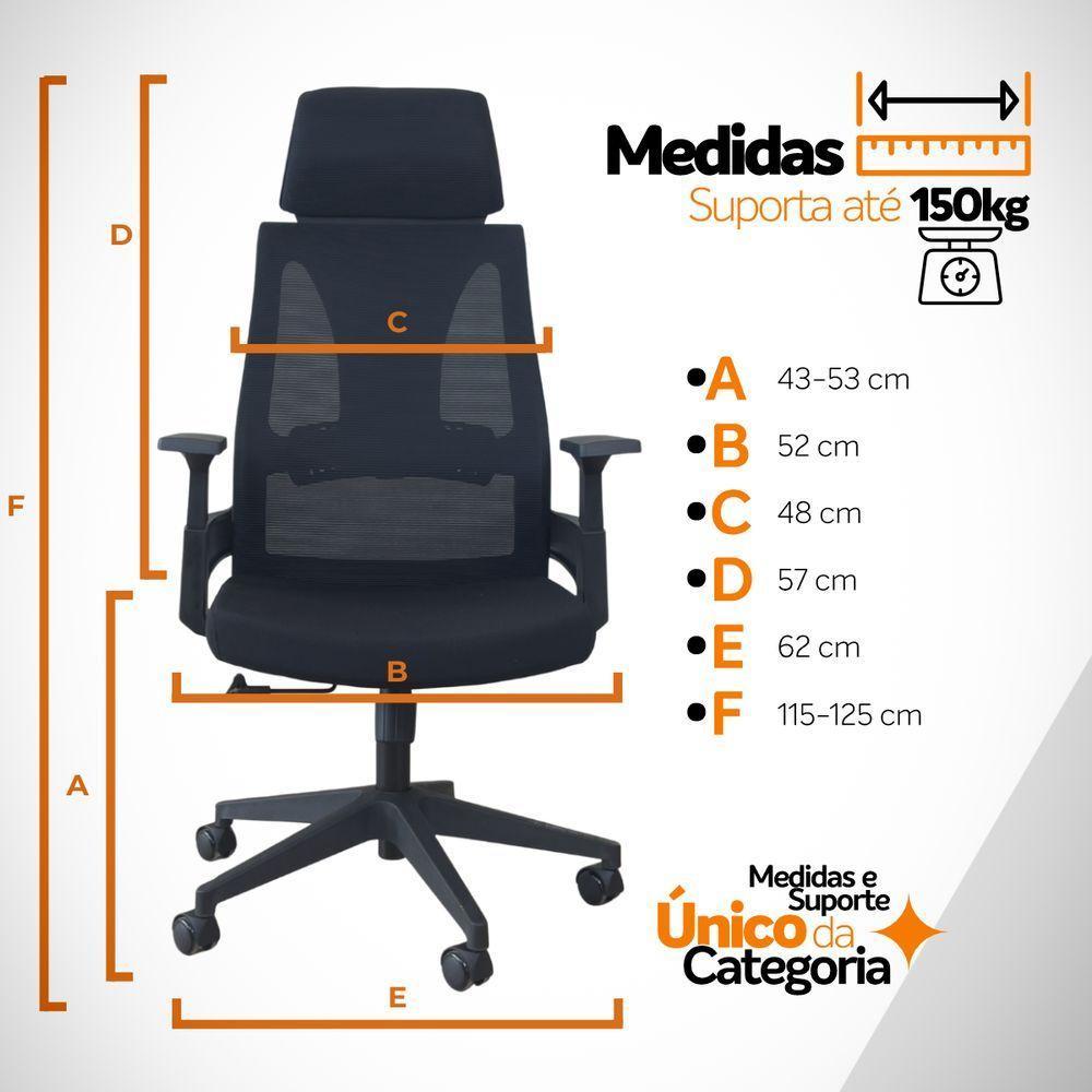 Kit 3 Cadeiras Presidente Oficial Comfort Elite - 6
