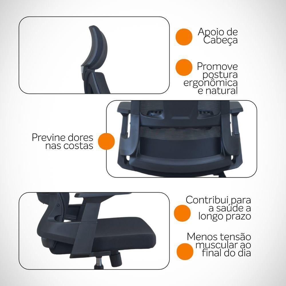 Kit 3 Cadeiras Presidente Oficial Comfort Elite - 7