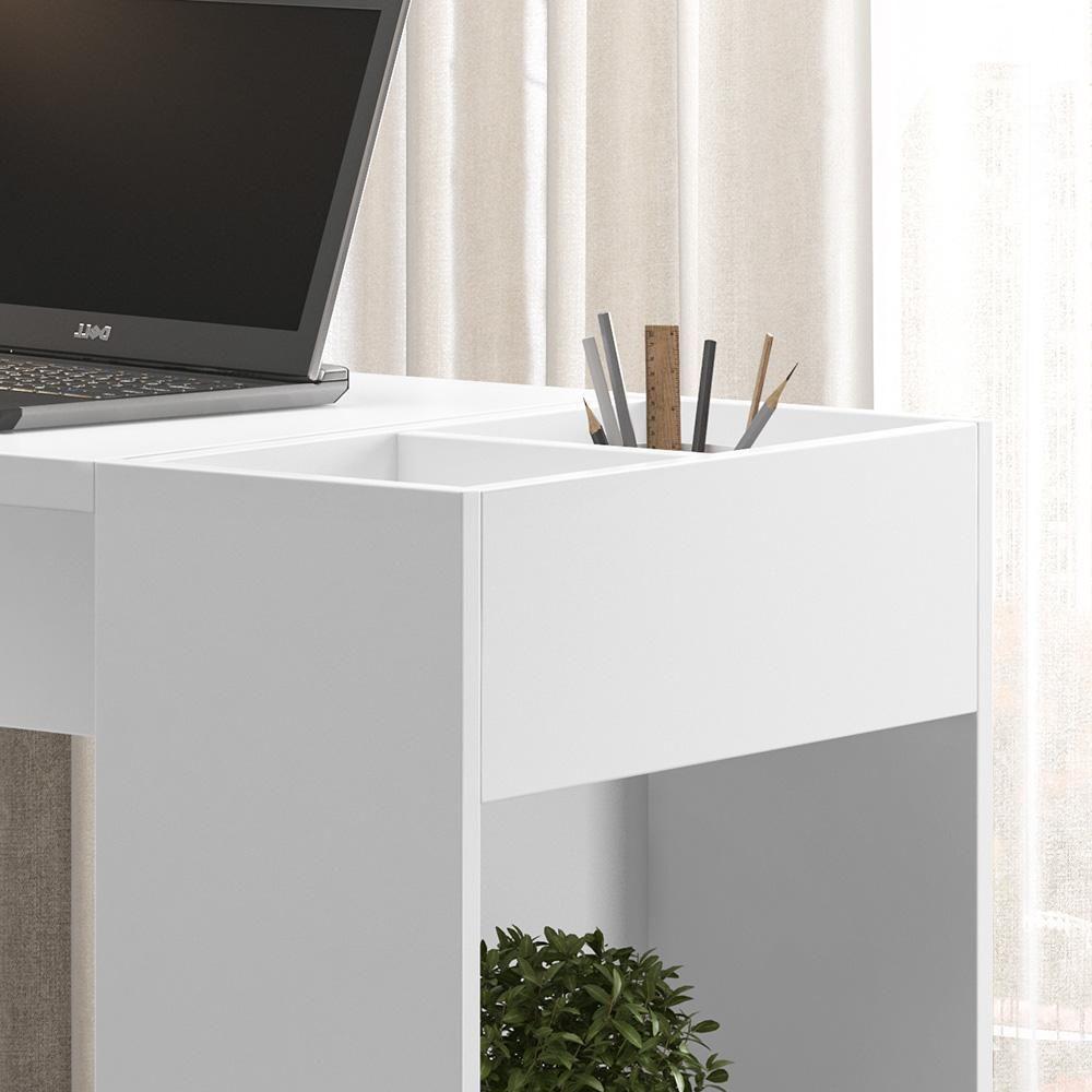 Escrivaninha Para Computador Office Com Nicho Alessa M2 - Mdf Com Espaços De Armazenamento Branco - Lukaliam Móveis - 5