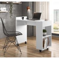 Escrivaninha Para Computador Office Com Nicho Alessa M2 - Mdf Com Espaços De Armazenamento Branco - Lukaliam Móveis - 3