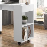 Escrivaninha Para Computador Office Com Nicho Alessa M2 - Mdf Com Espaços De Armazenamento Branco - Lukaliam Móveis