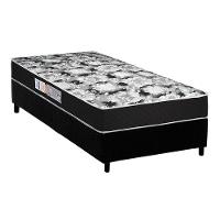 Cama Box Solteiro: Colchão Espuma Luckspuma D45 Gran Luck Pro + Base CRC Suede Black(88x188) - 1