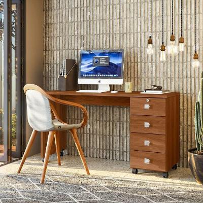 Escrivaninha Para Computador Office Em Mdp 25mm Com 4 Gavetas Dubai Lukaliam Móveis Jequitiba Jequitiba