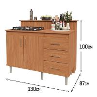 Kit Bancada Ilha Para Cozinha + Balcão Para Cooktop 1,20m 5 Bocas 2 Portas E 3 Gavetas Turim Nature Nature - 3