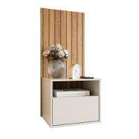 Kit 2 Mesas De Cabeceira Suspensa Efeito Ripado Cross Freijó - Movelove - 6