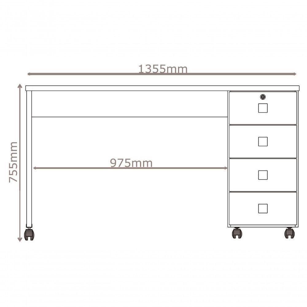Escrivaninha Para Computador Office Em Mdp 25mm Com 4 Gavetas Dubai Lukaliam Móveis Branco Branco - 4