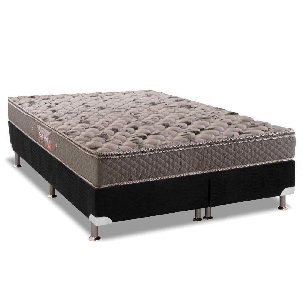 Cama Box Queen: Colchão Espuma Herval AG65 Firme Fort + Base CRC Suede Black(158x198) - 1