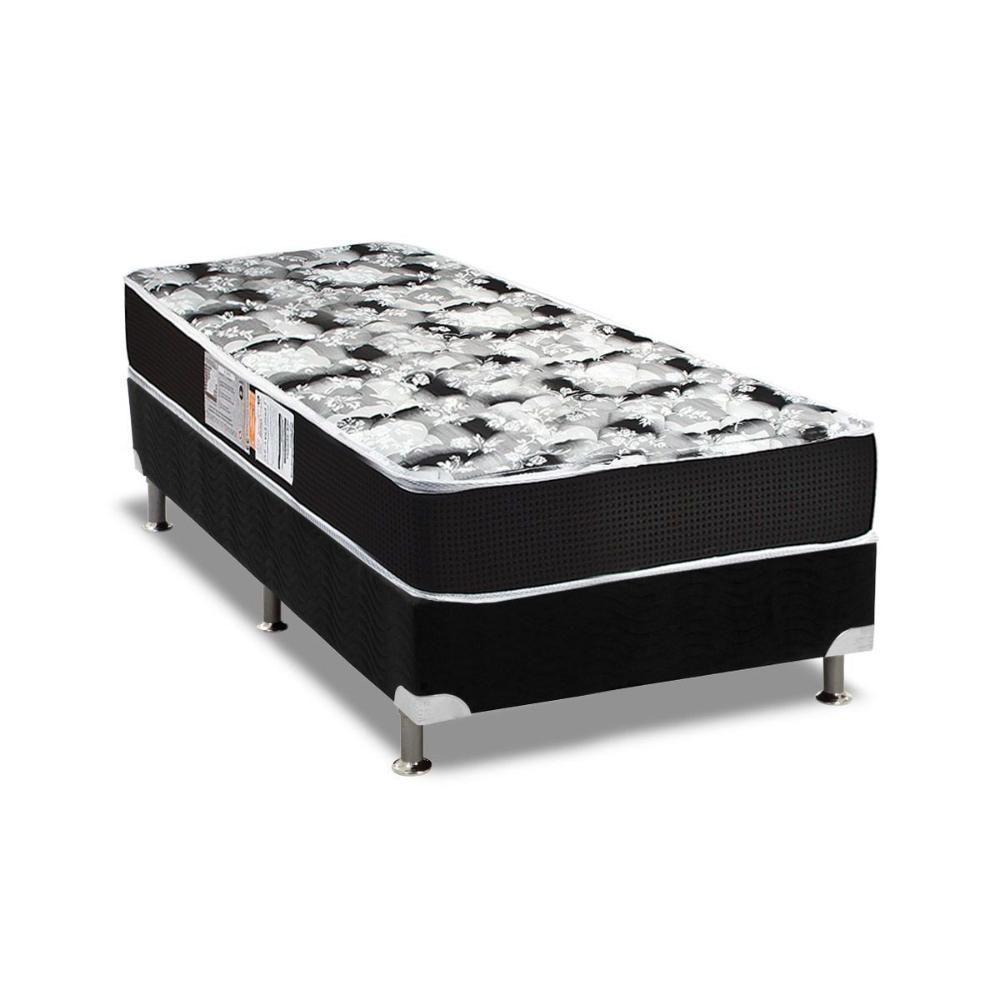 Cama Box Solteiro: Colchão Espuma D33 Luckspuma Supreme + Base CRC Suede Black(88x188) - 1