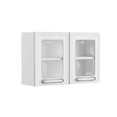 Armário Aéreo p/ Cozinha  Evidence 7006 2 Portas c/Vidro 80cm Branco - Bertolini