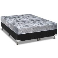 Cama Box Queen: Colchão Anatômico Ortobom D28/EP Fort Tech ISO 60 + Base CRC Suede Black(158x198) - 1