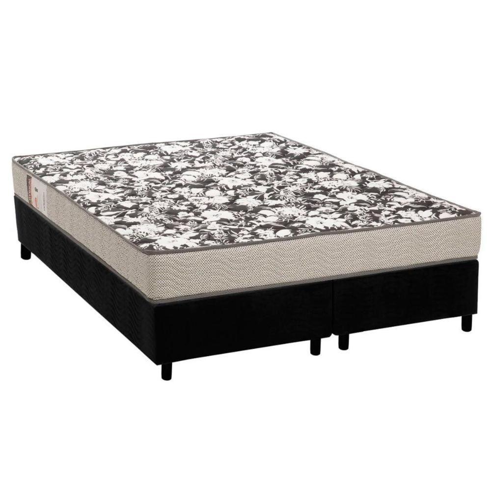 Cama Box Queen: Colchão Espuma Ortobom Physical Ultra Resistente + Base CRC Suede Black(158x198) - 1