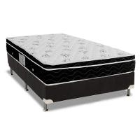 Cama Box Queen: Colchão Molas Ortobom Nanolastic Physical Spring + Base CRC Suede Black(158x198) - 1