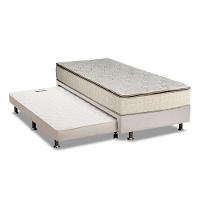 Cama Box c/Auxiliar Solteiro: Colchão Luckspuma Bonnel Montreal Spring + Base CRC Courano Branco(88x188) - 1