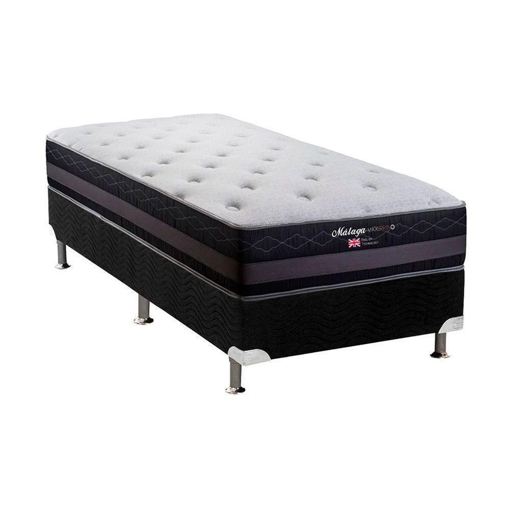 Cama Box Solteiro: Colchão Molas Herval Maxspring Málaga + Base CRC Suede Black(88x188) - 1