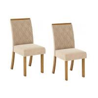 Cadeira Sala De Jantar Vita Kit 2 Un Nature/Veludo Light Linho - Henn - 1